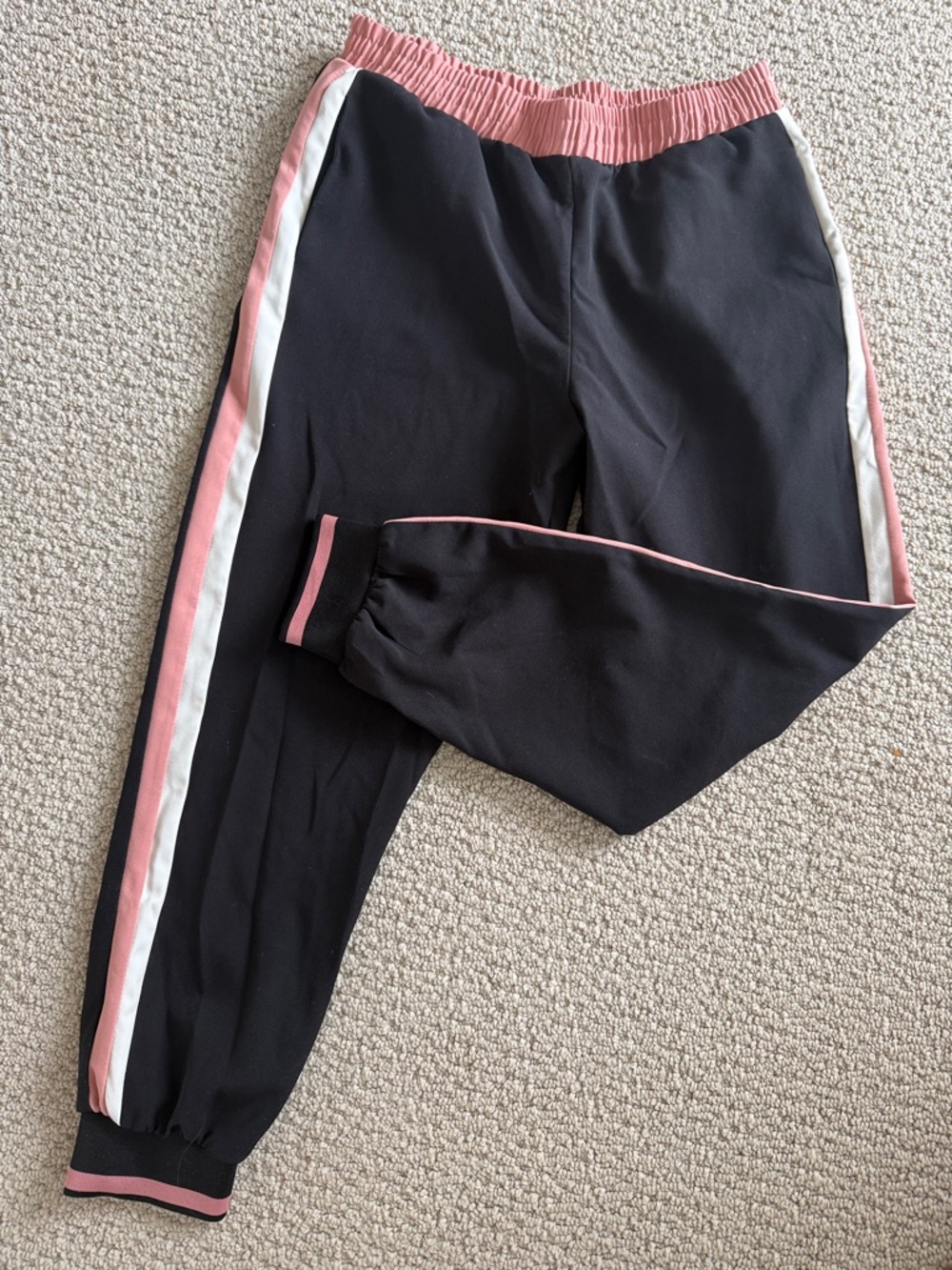 Zara Jogger Pants with Pink & White Side Stripes, L